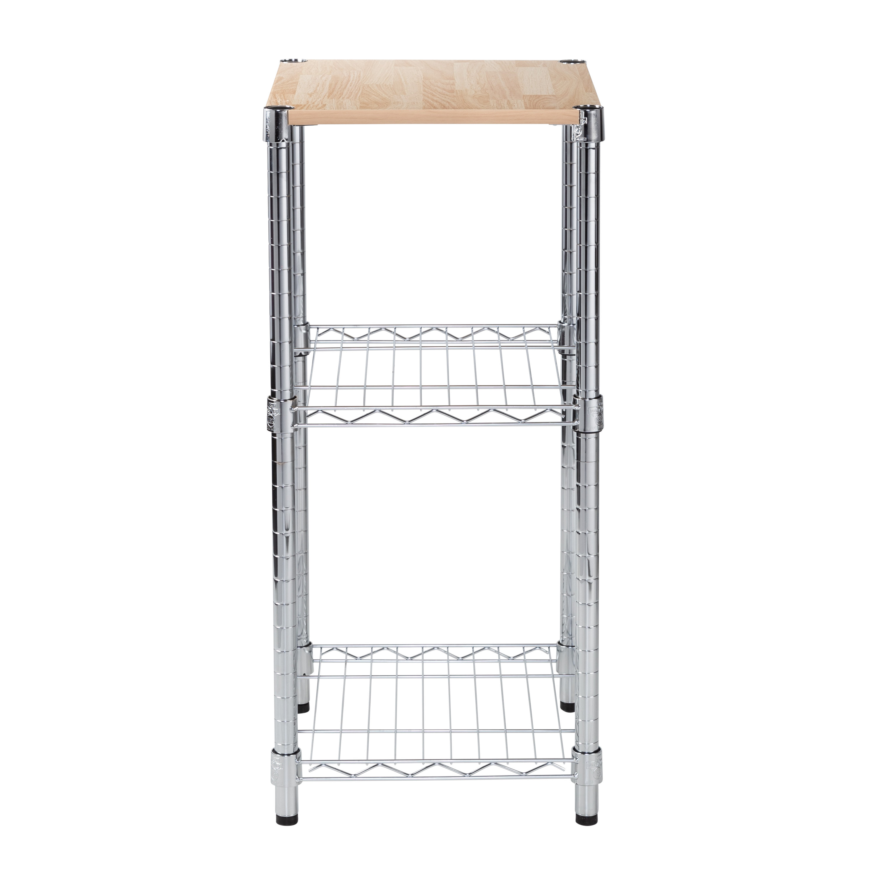 Honey Can Do 3Tier Steel Shelving Unit with Laminate Wood Top (15" W X